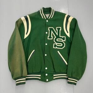 Vintage 60s Holloway Green Wool/Leather Varsity Jacket